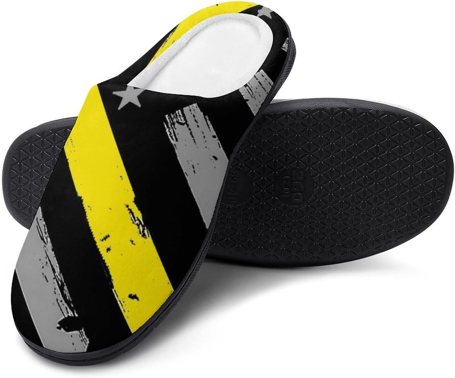 911 Dispatcher Thin Gold Line Flag Women's House Slippers Memory Foam Warm Shoes Spa Rubber Sole Indoor Outdoor