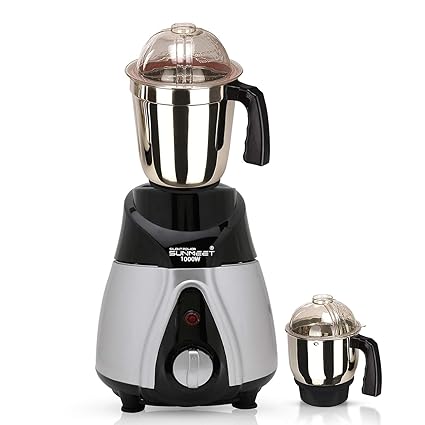 Sunmeet NBTLBS21 1000-Watt Mixer Grinder with 2 Jars (1 Wet Jar and 1 Chutney Jar) - BlackSilver Make in India