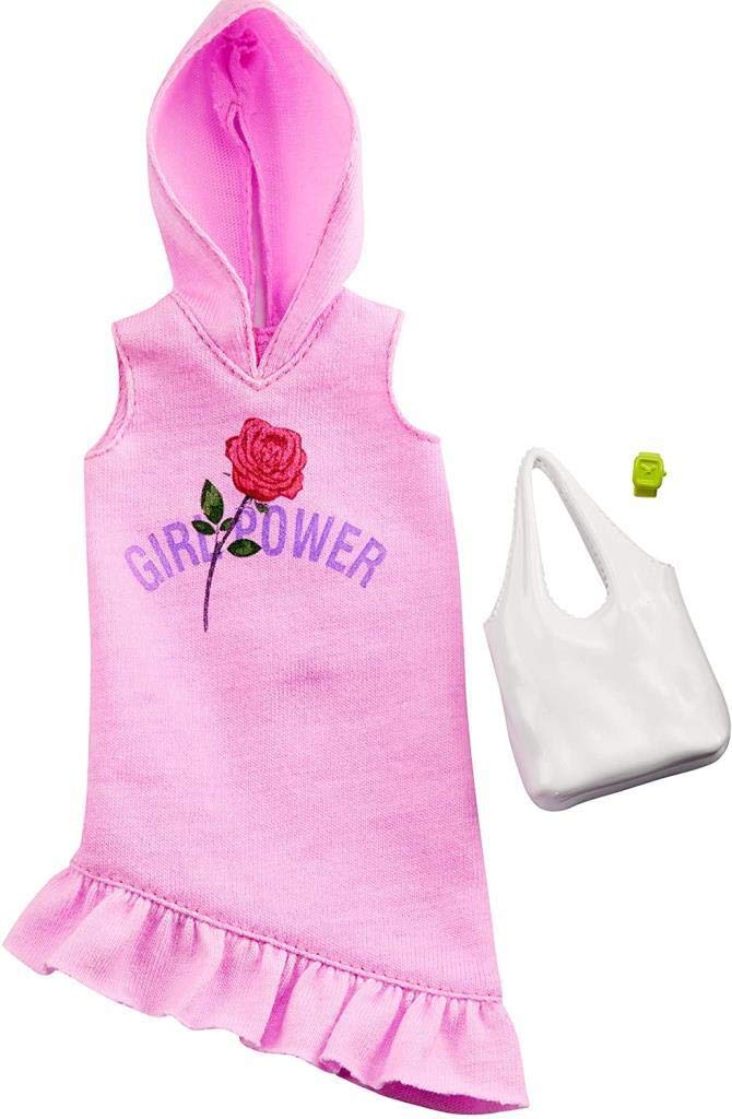 Barbie Clothes: Pink Hoodie Dress, Plus 2 Accessories Dolls, Gift for 3 to 7 Year Olds, GHW77