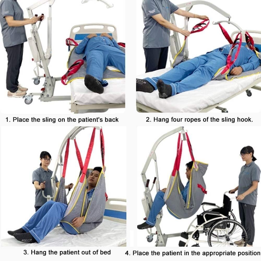 Grúa eléctrica para Pacientes en casa, para traslado de Personas Mayores de la Cama a la Silla con Dispositivo de Descenso Manual, fácil de Montar.