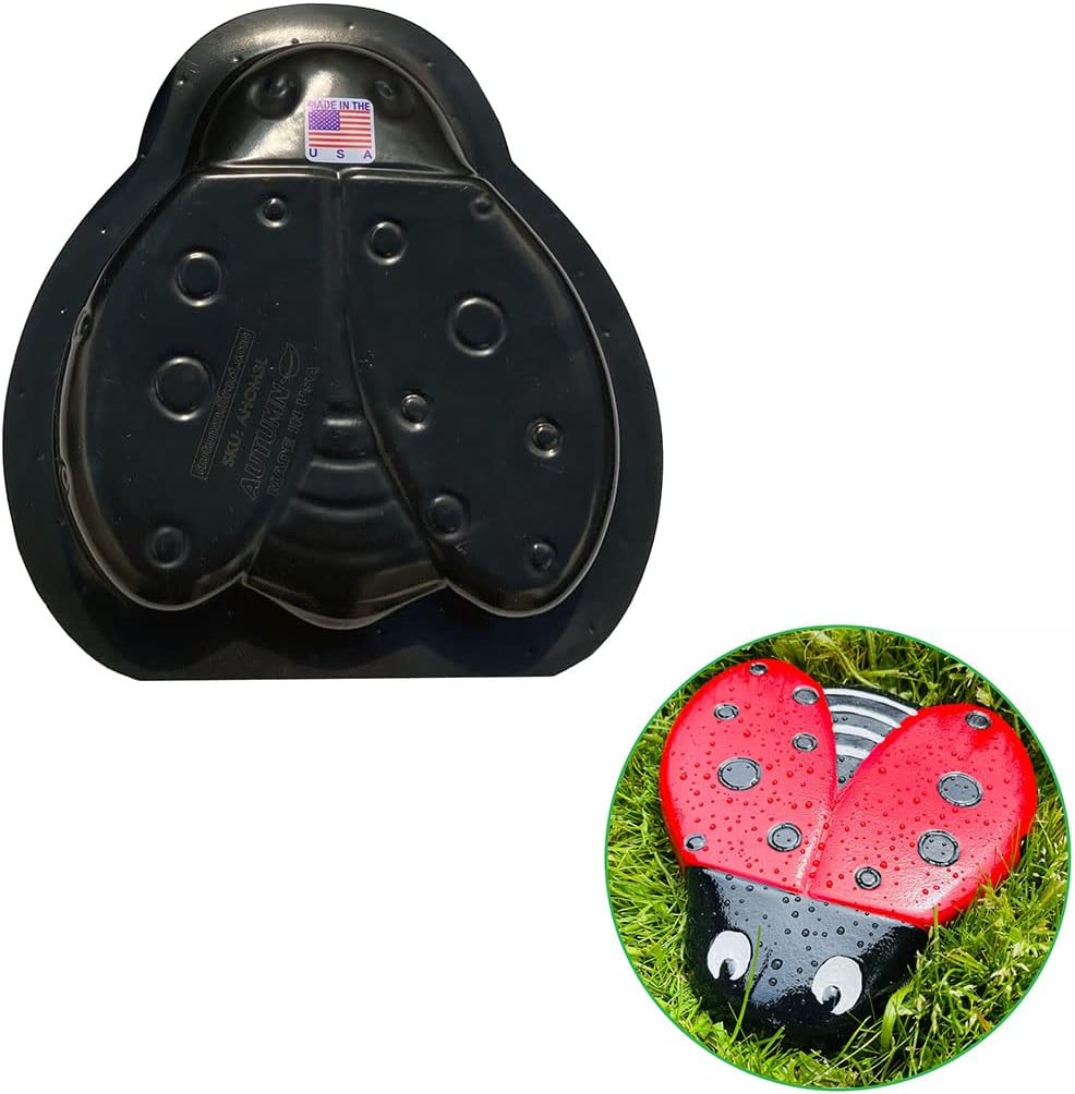 AUTUMN Ladybug Set of 3 Stepping Stone Molds, Concrete Cement Molds, DIY Walkway Stepping Stones, Ladybug Statues for Garden, Garden Decor Molds, Ladybug Stepping Stones