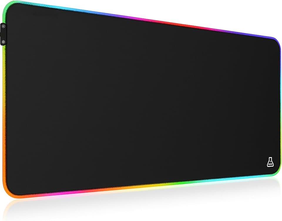 THE G-LAB Pad RUBIDIUM - Alfombrilla de Ratón RGB - Alfombrilla de Ratón Gaming XXL, Retroiluminación LED, Resistente al Agua, Tela de Alta Precisión, Base de Goma Antideslizante - 800x300x3mm (Negro)
