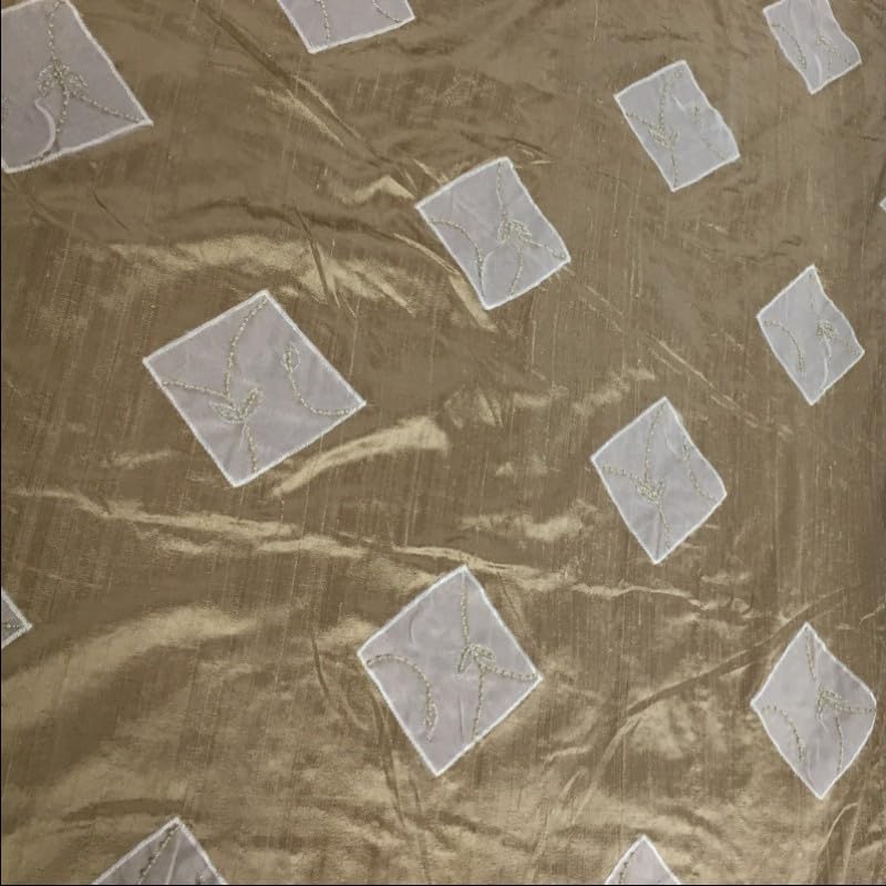 EU Fabrics Pure Silk Dupion Embroidery Fabric | 100% Raw Silk Material for Fancy Dress Crafting | Suitable for Home Furnishings and Curtains | Pure Silk by The Metre (Rich Gold, 1 Metre x 137cm)