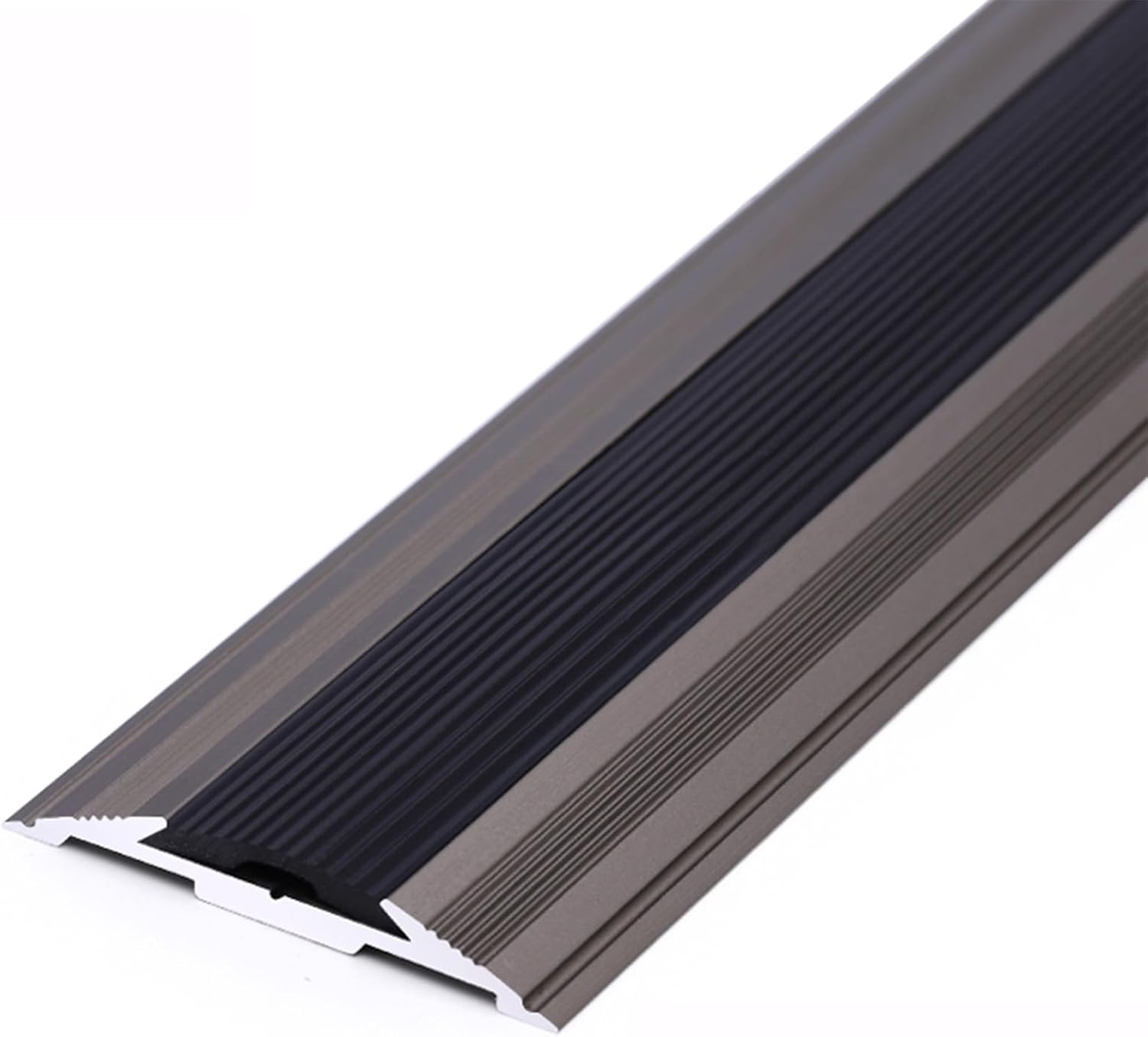 Amazon.co.jp 見切り材 床 アルミニウムトランジション敷居カバー、取り外し可能な滑り止め付きのフラットディバイダーストリップ