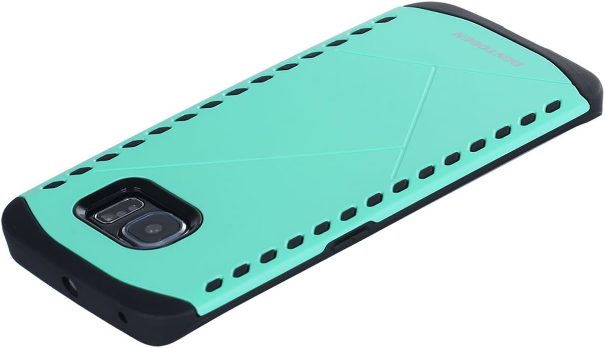Galaxy S6 Edge Case, S6 Edge Case, Samsung Galaxy S6 Edge, BENTOBEN 2 in 1 Slim Dual Layer Hybrid Hard PC Shockproof Soft TPU Bumper Protective Case for Samsung Galaxy S6 Edge, Mint Green/Black