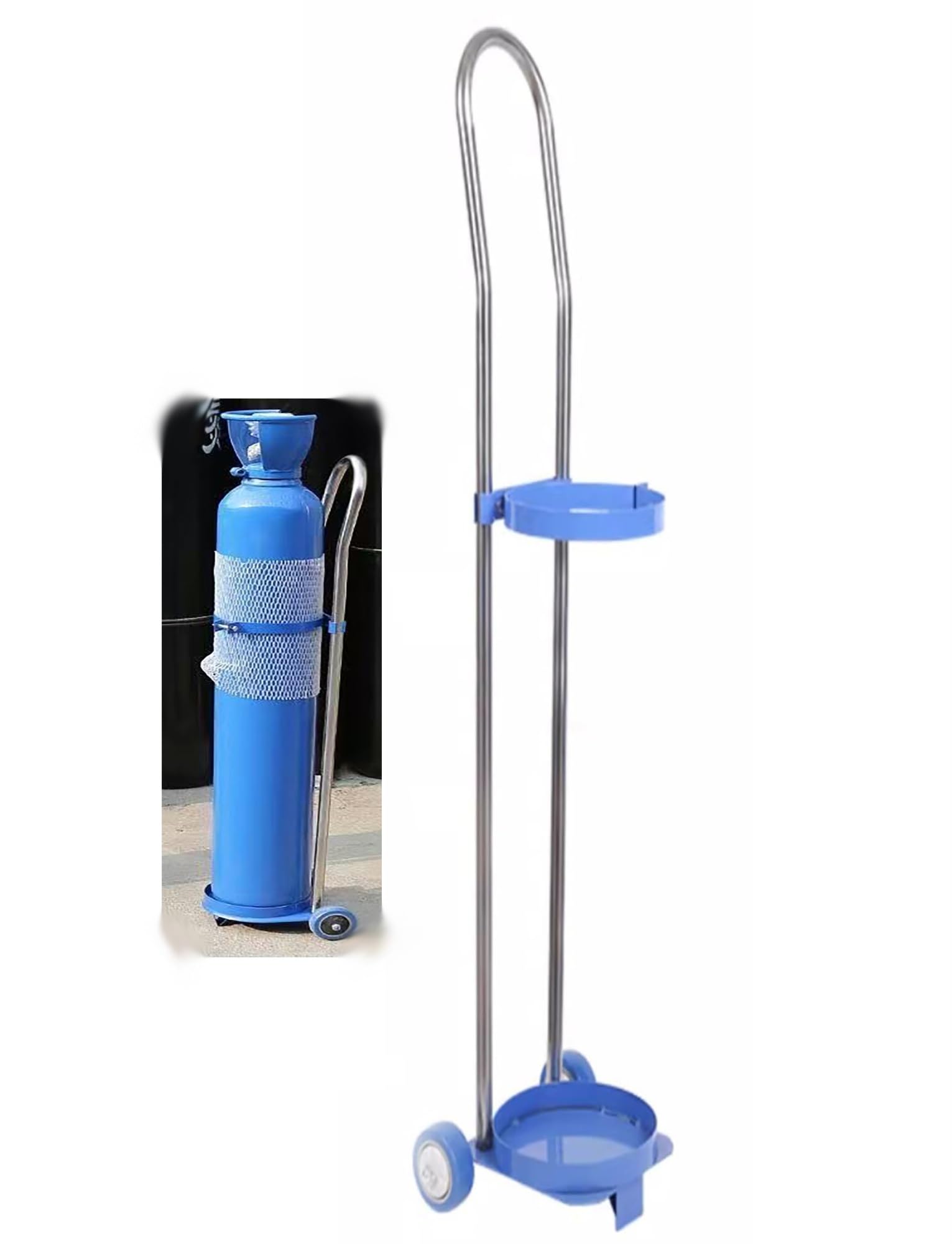 GTHTUHFD Mobile Oxygen Tank Cylinder Holder Rack With Wheels, 6" Diameter Gas Cylinder Cart Stand For, Laboratory, Garage Use - 95Cm Long, Portable Oxygen Carrier