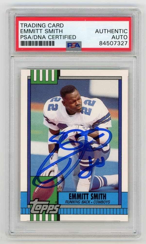 Emmitt Smith 1990 Topps Traded Autographed Card #27T - PSA/DNA
