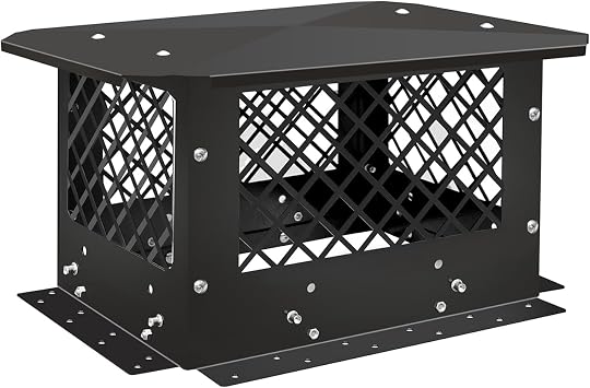 Chimney Rain Cap, Chimney Cover Fireplace Chimney Flue Caps, Adjustable Metal Strips with Bolts Screws Black 9" x 13"
