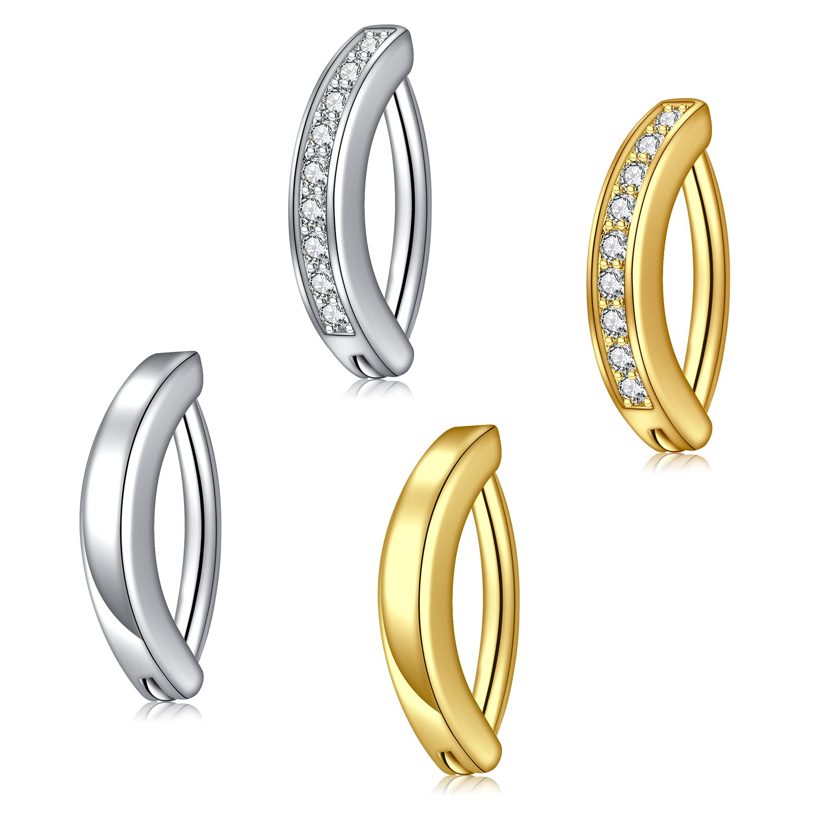 MODRSASilver Gold Belly Button Ring for Women Clicker Hoop Belly Rings Opal Navel Piercing Jewelry Dangle Hypoallergenic Surgical Steel Dainty Dangling Navel Rings for Women