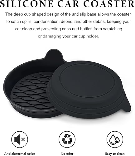 Miniatura 6 de 2 posavasos para automóvil, tapetes de silicona antideslizantes para botellas de agua, suaves a prueba de tambores y derrames, accesorios para