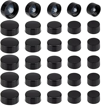 OLYCRAFT 30Pcs 16.5/18/20/22/26mm Phenolic Resin Cover Black Resin Bottle Caps Poly Seal Screw Caps Bottle Jug Storage Cap Lids Replacement Caps for Daily Food Cosmetics Bottles
