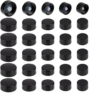 OLYCRAFT 30Pcs 16.5/18/20/22/26mm Phenolic Resin Cover Black Resin Bottle Caps Poly Seal Screw Caps Bottle Jug Storage Cap Lids Replacement Caps for Daily Food Cosmetics Bottles