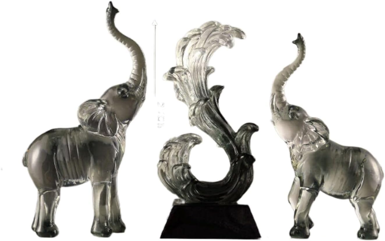 轻奢家居装饰品大象摆件 Feng Shui Figurine Home Office Decor Chinese Gifts 客厅风生水起酒柜玄关办公室乔迁新居礼物 9060