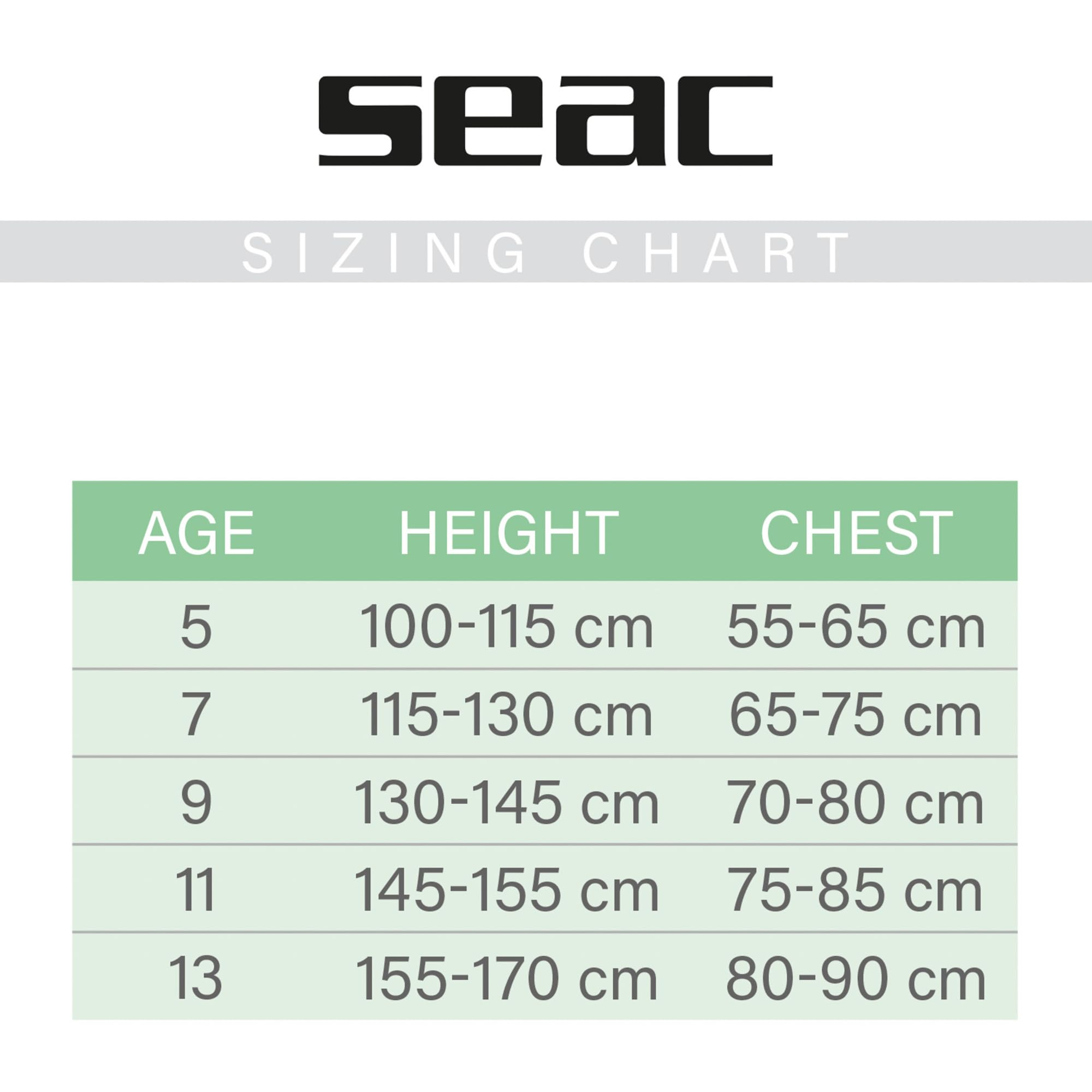 SEAC Kid Trendy, Traje Corto de Una Pieza de Neopreno de 2,5 mm con Cremallera Frontal, para Snorkel, Surf y Deportes Acuáticos en Aguas Templadas para Adultos y Niños, Unisex-Youth