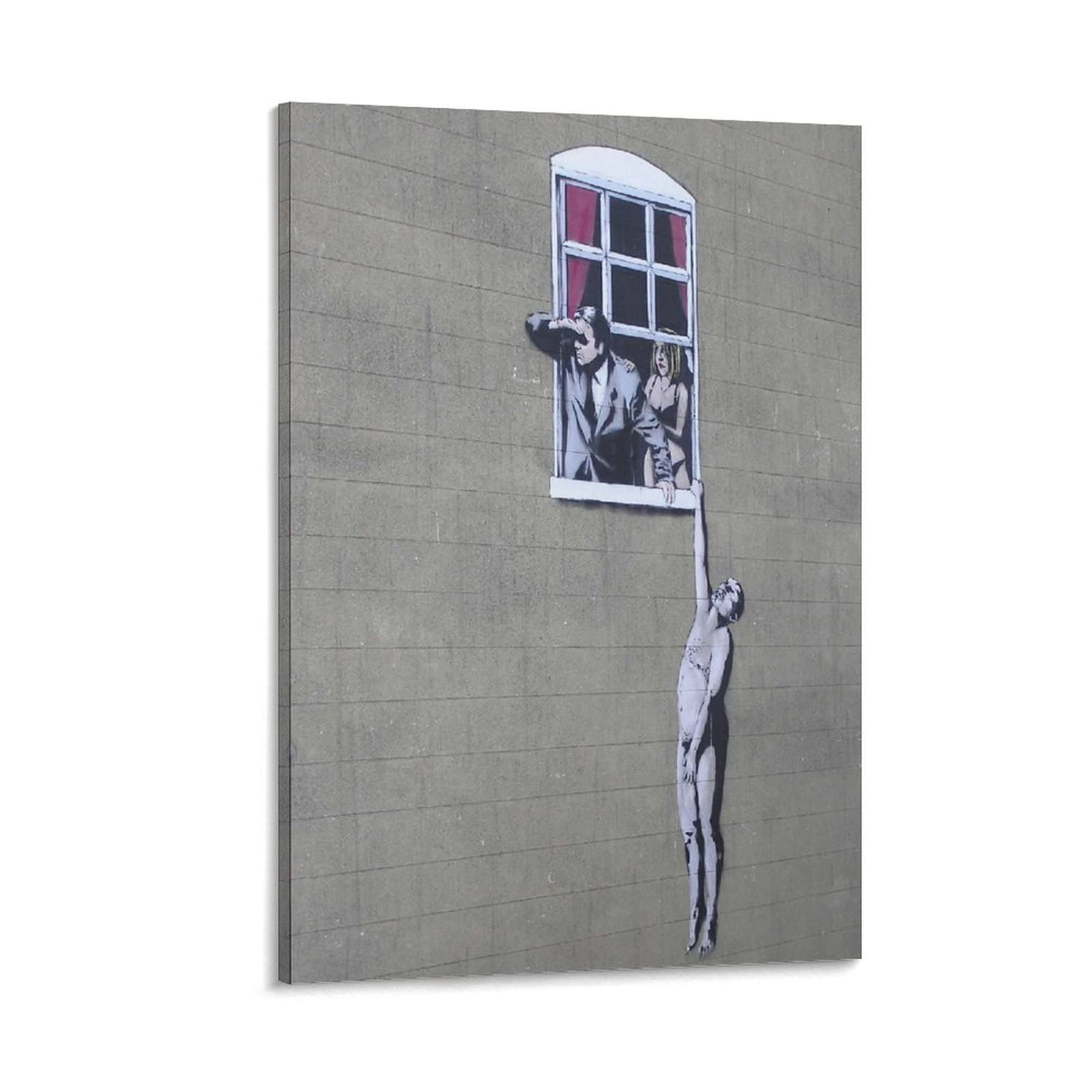 バンクシーの作品 露天風呂に入る男性