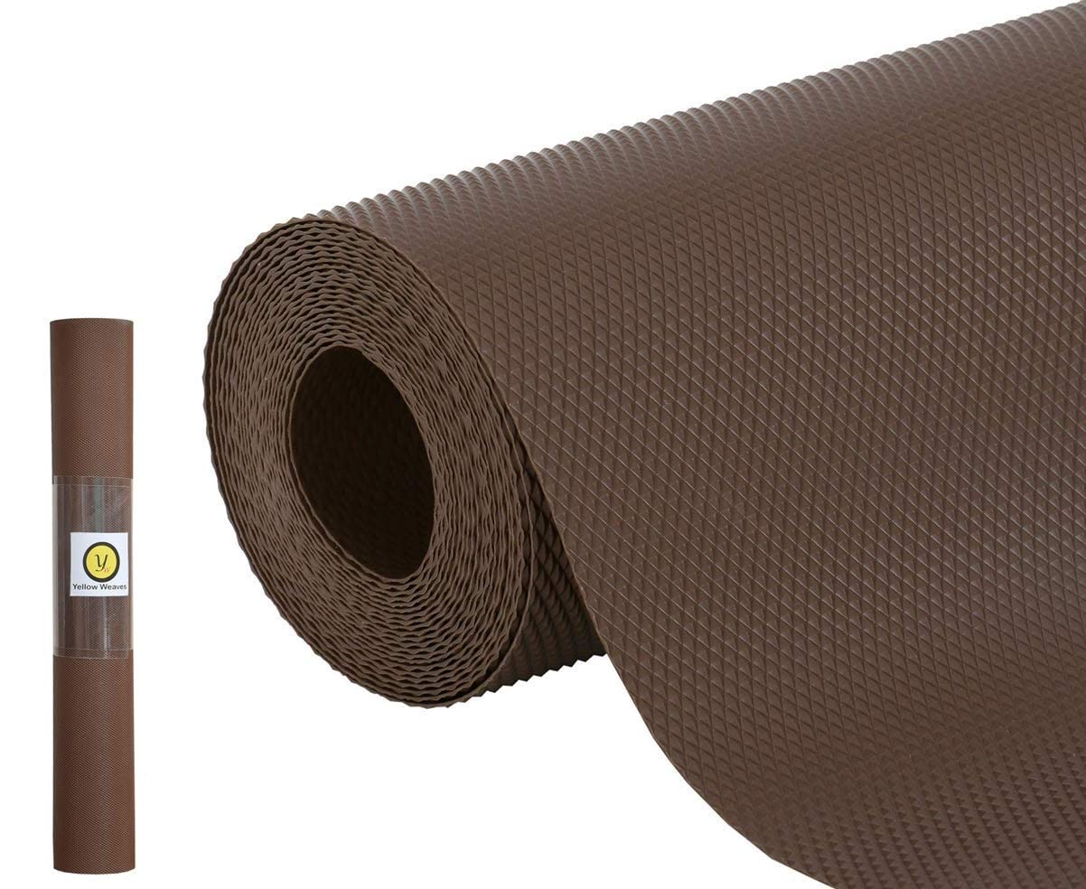 Yellow Weaves Dark Brown Anti-Slip Kitchen Mat Roll