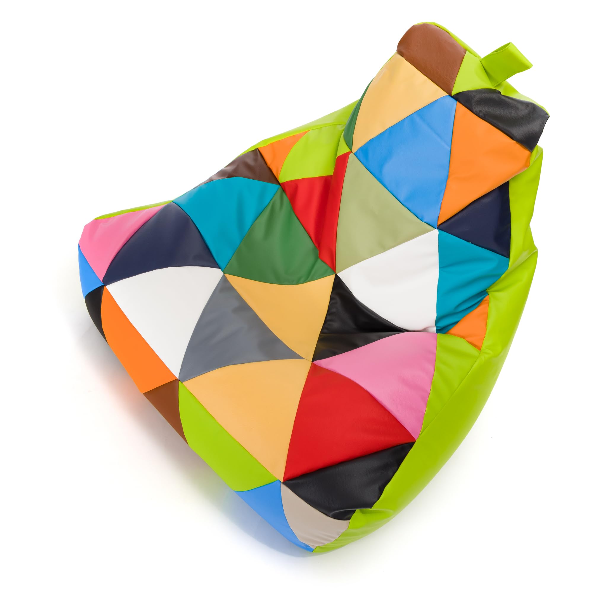 Ecopuf - Keiko Patchwork Pouf Sessel Outdoor - Sitzsack Styroporkugeln - Wasserfester Stoffsack - Entspannungssessel - Wohnungseinrichtung - Sessel Größe M - 100x80x85cm, Apfelgrün E16