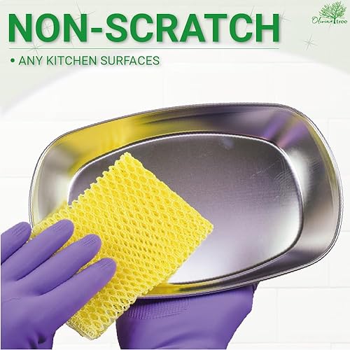 Miniatura 5 de Olivia tree 5 paños de red innovadores para lavar platos, estropajo, secado rápido, limpiador perfecto para lavar platos de 11 x 11 pulgadas