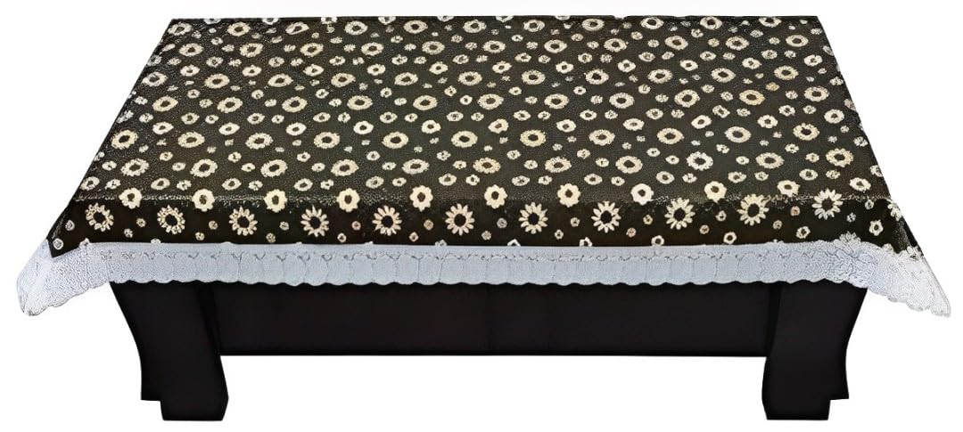 Center & Dining Table Cover Brown Flower Printed Table Cloth Without Lace - Waterpoof & Dustproof High Qualtiy Table Cover (40x60 inch)-Table Cloth Brown 34-image-49