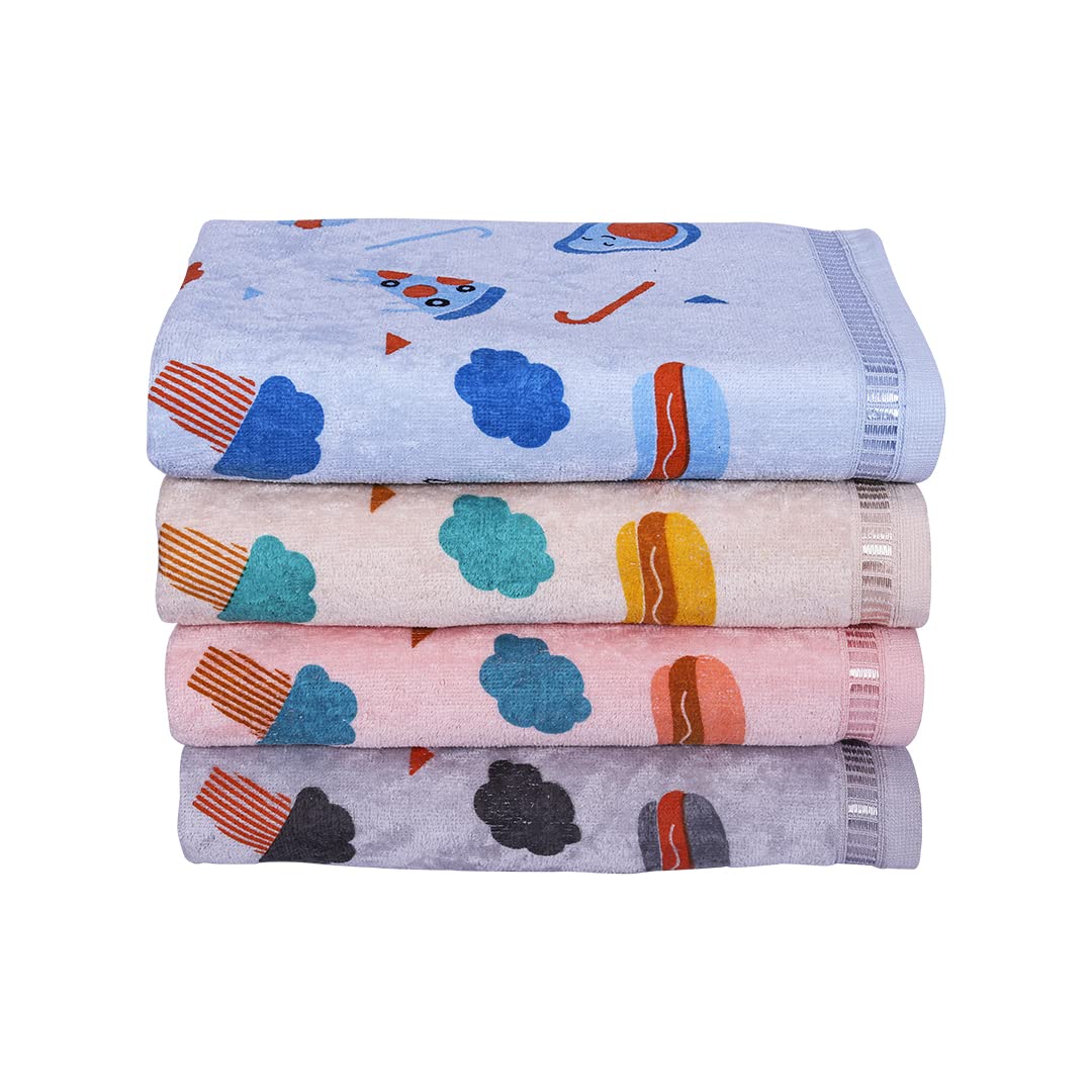 Rangoli Pizza Kids Bath Towel, 100% Cotton 380 GSM, Set of 4 Towel for Bath Super Soft & Highly Absorbent, Anti-Bacterial, Anti-odor Towels for Kid Girls and Boys – Multicolor, 60cm x 120cm (B0B71M9CLD) Amazon Price History, Amazon Price Tracker