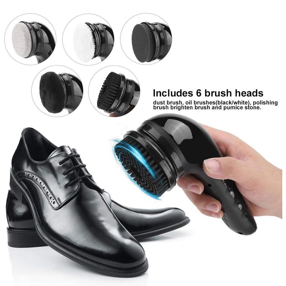 Cepillo De Calzado Eléctrico USB De Mano, Kit De Pulido Automático De Zapatos para Zapatos/Botas De Cuero, Cepillos Inalámbricos De Brillo De Zapatos con 7 Cabezas De Reemplazo,Flesh