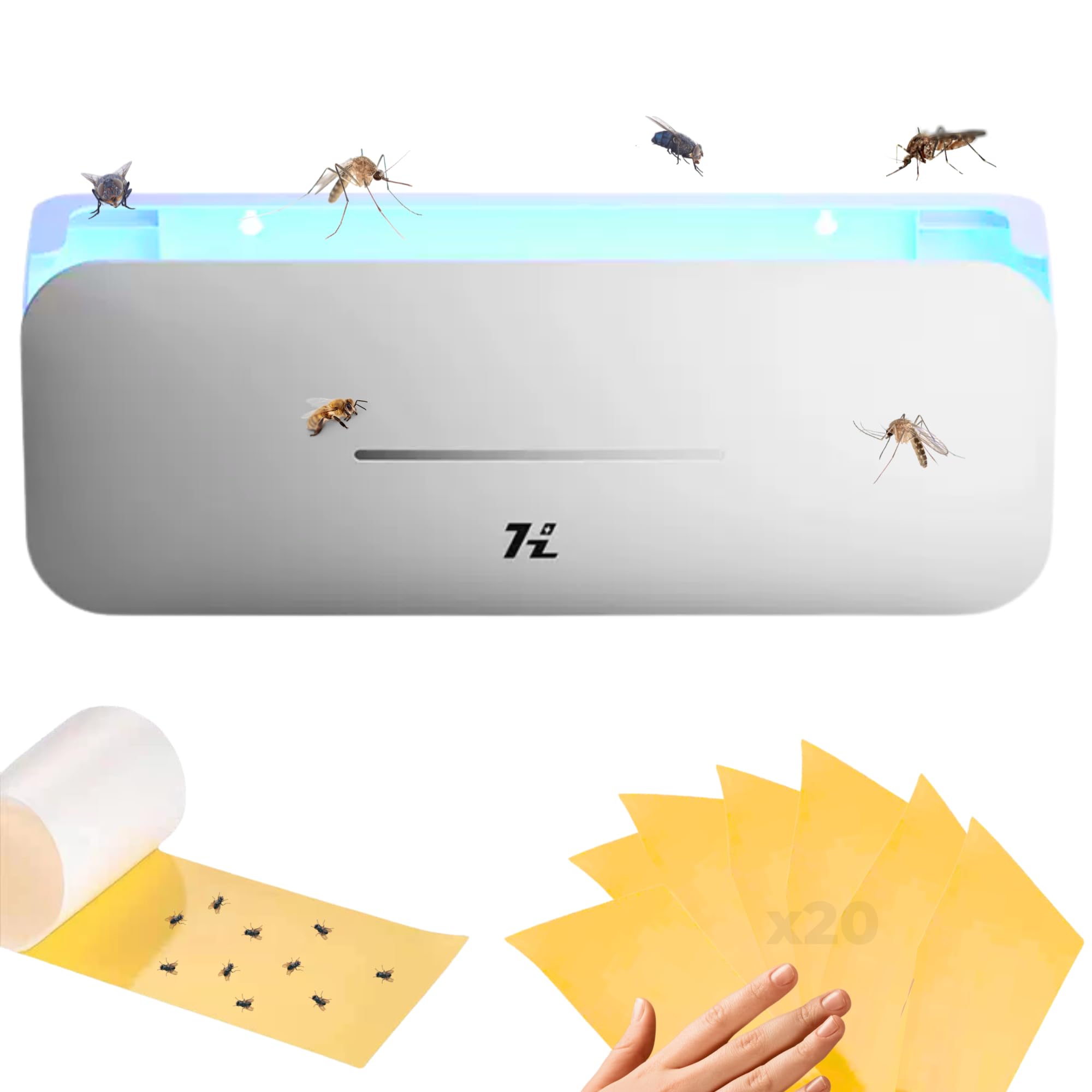 220V Electric Mosquito Lamp, Indoor Insect Repellent, 10W Power Fly Killer, 365nm UV Light, Chemical Free, Valid for indoor and outdoor use, 50m-100m2. (20 sheets included)