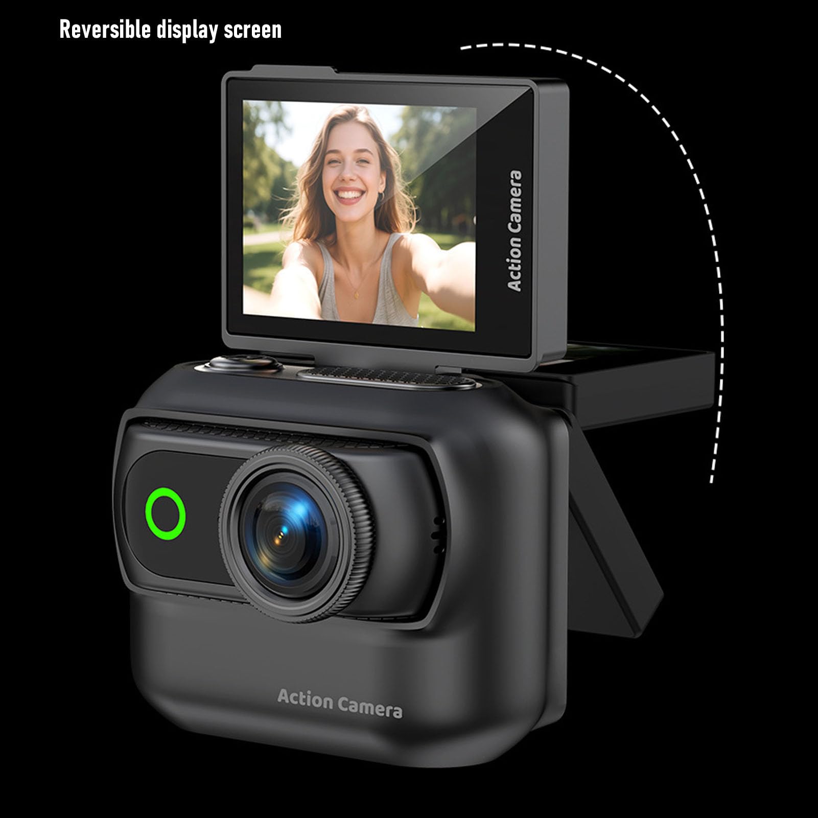 Sxhlseller Action Camera 4K con Schermo Ribaltabile, Fotocamera POV Magnetica Indossabile con Registrazione Audio Video, Fotocamera Wireless per il Pollice, Sportiva a Doppia (BLACK)