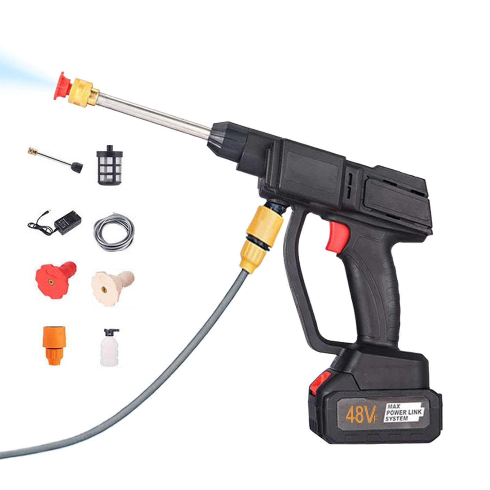 Herramienta de limpieza de boquilla ajustable para lavadora a presión inalámbrica | Lavadora eléctrica portátil inalámbrica para césped, terraza, coche, entrada, ventana, jardín, patio, hogar