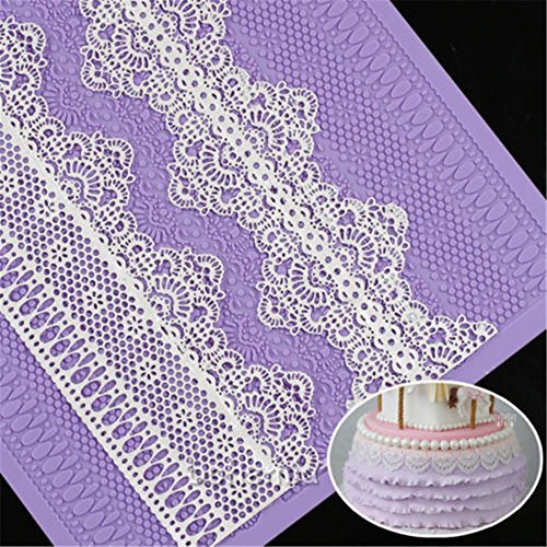 EMOTREE 39x28cm Silikon Ausstechform Matte Fondant Lace essbare Spitze Tortendeko Mould
