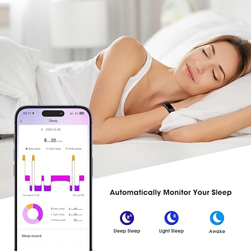 Miniatura 5 de Rastreador de actividad física con monitor de oxígeno en sangre de frecuencia cardíaca, rastreador de actividad, monitor de sueño, rastreador de
