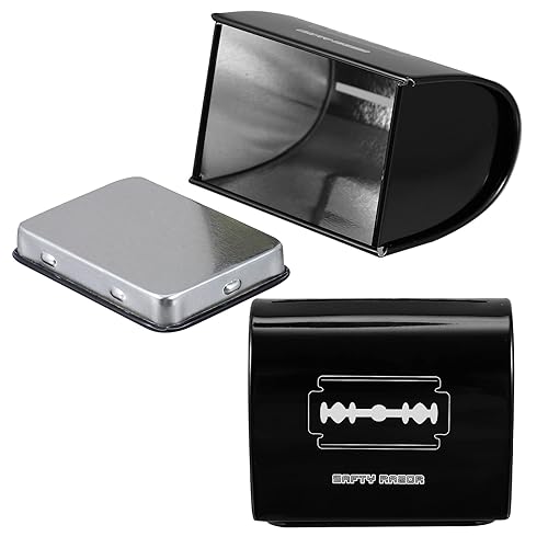 Lurrose Caja dispensadora de cuchillas de hierro y metal, caja de reciclaje de contenedores de almacenamiento de maquinilla de afeitar para uso