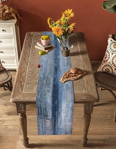 Miniatura 5 de Camino de mesa de lino de arpillera, 120 pulgadas de largo, arte rústico retro, decoración moderna abstracta para cocina, comedor, camino de