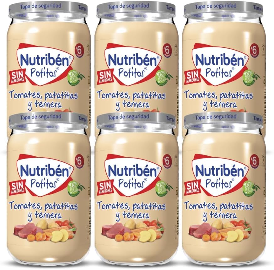 Producto para donación - Nutribén Potitos de Ternera con Patatas y Zanahoria Desde Los 6 Meses Pack de 6 x 235gr