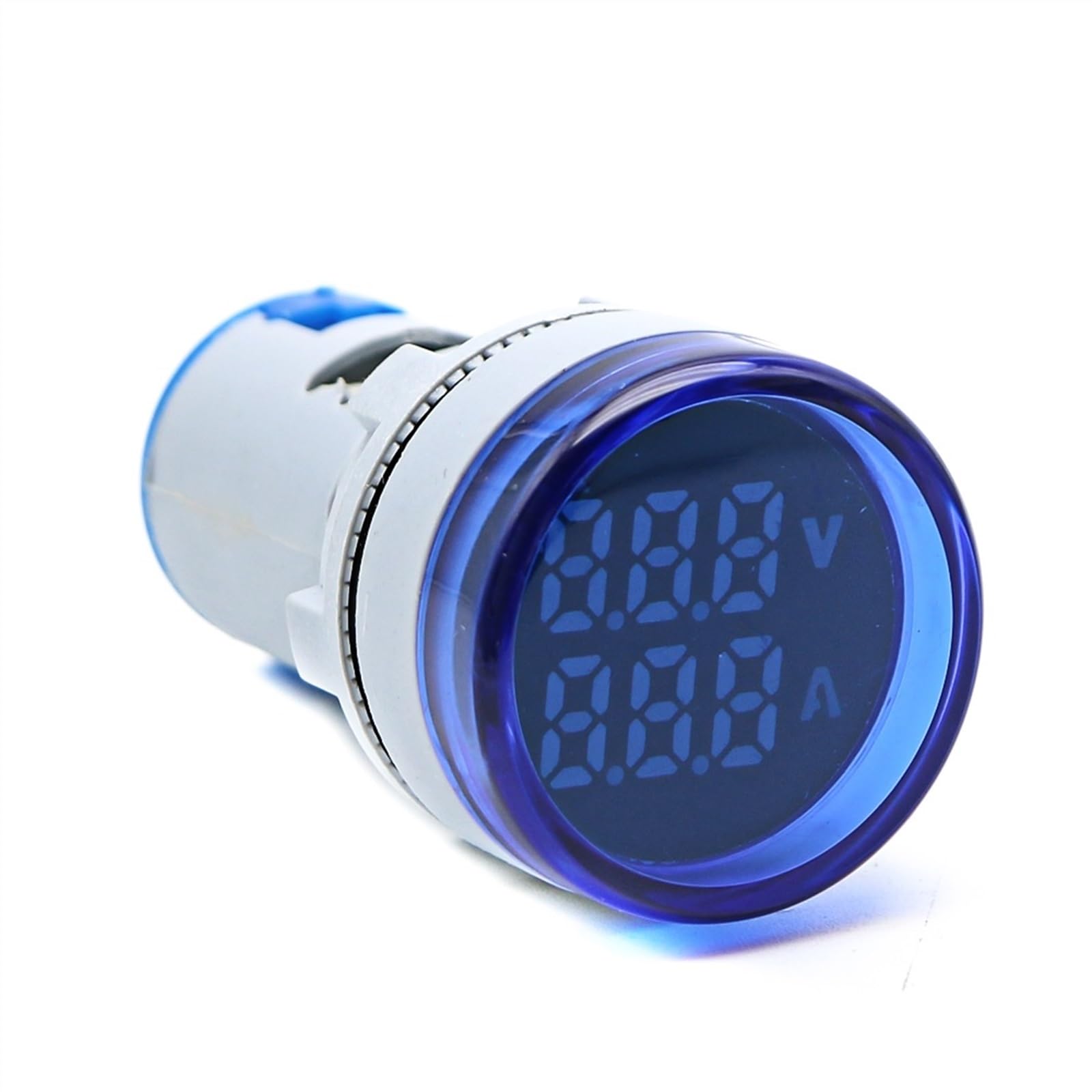 22mm 60-500V 0-100A LED AC Digital Voltmeter Ammeter Signal Lights 220V Voltage Current Meter Volt Amp Indicator Tester Detector(Round Blue)