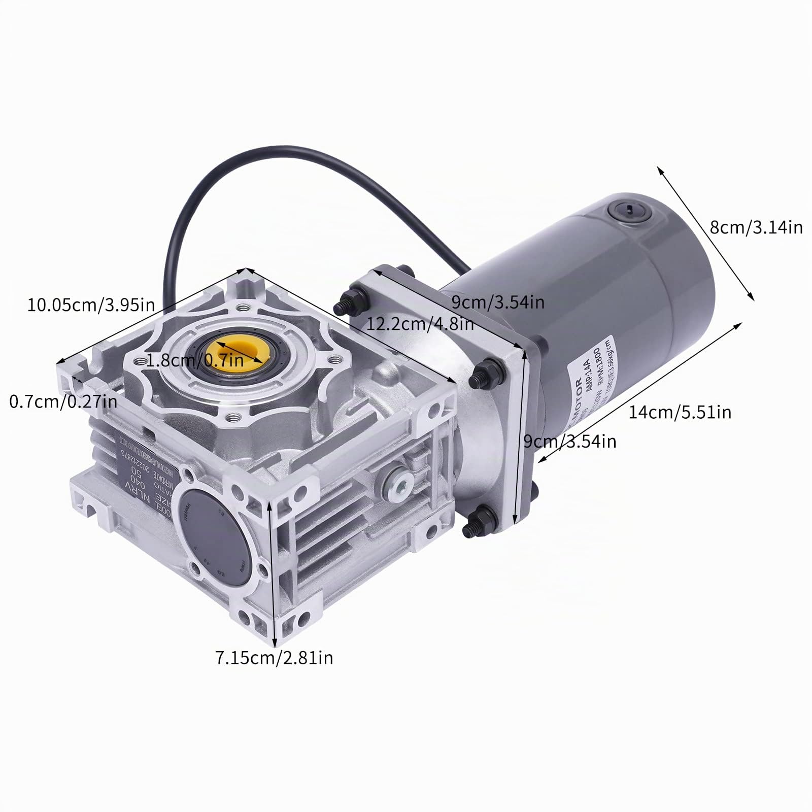 Schneckengetriebe Untersetzungsgetriebe Elektrischer Getriebemotor Hohes Drehmoment DC Gray 120W 12V
