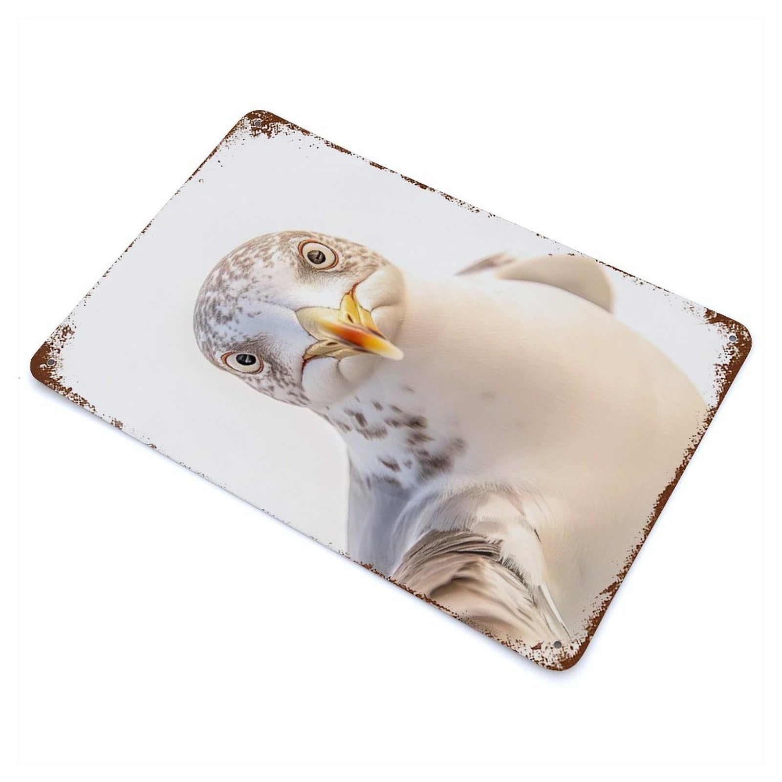 Vintage Rust Metal Sign Seagull Selfie 11.8"x7.9", Shabby Chic Decor for Cafe, Home Bar And Lounge Decor