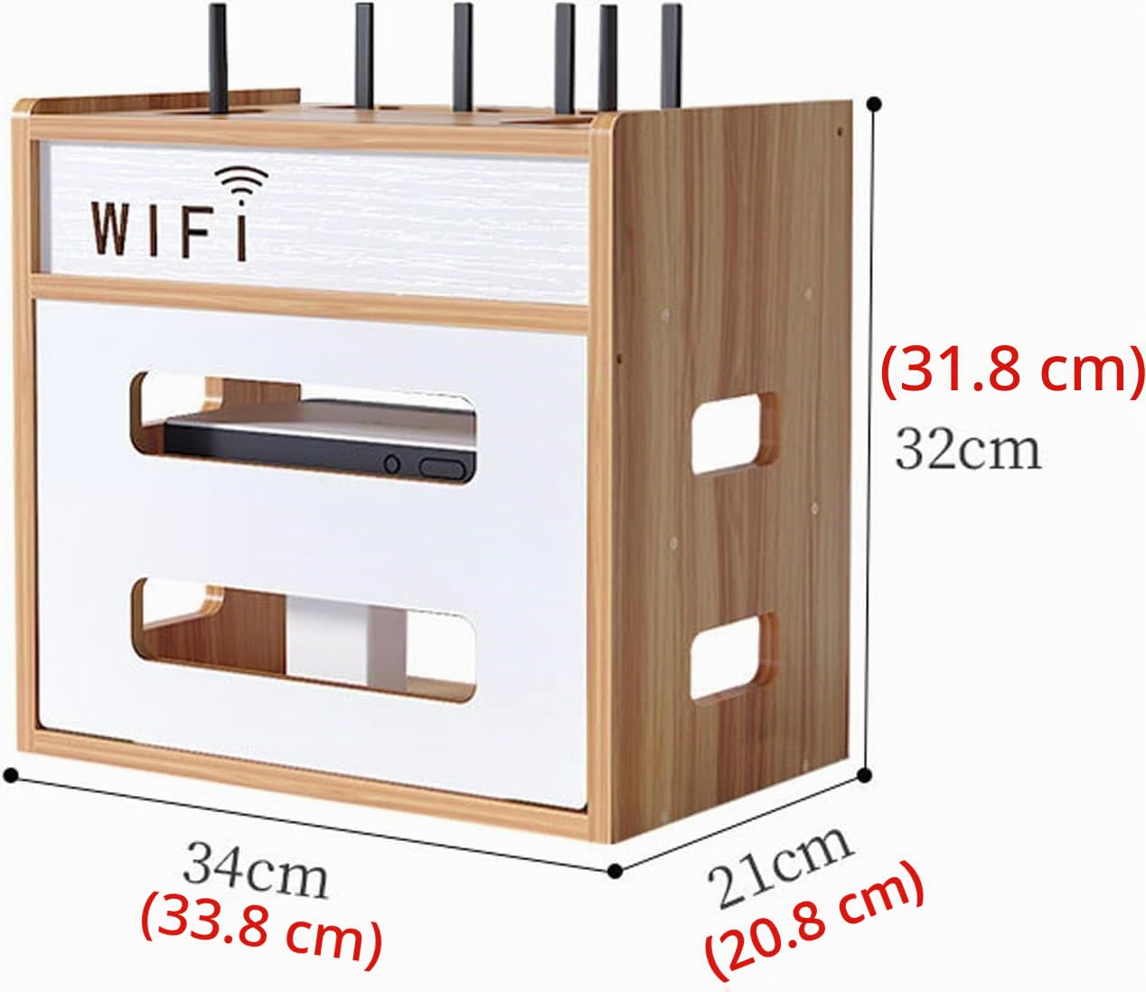 Catekro Boîte de Rangement en Bois pour Modem WiFi, Armoire de Rangement WiFi, Étagère Murale, Étagères Murales (Marron-Bois-OA272) | Armoire de Rangement WiFi, Étagères Murales (Marron-Bois-OA272)