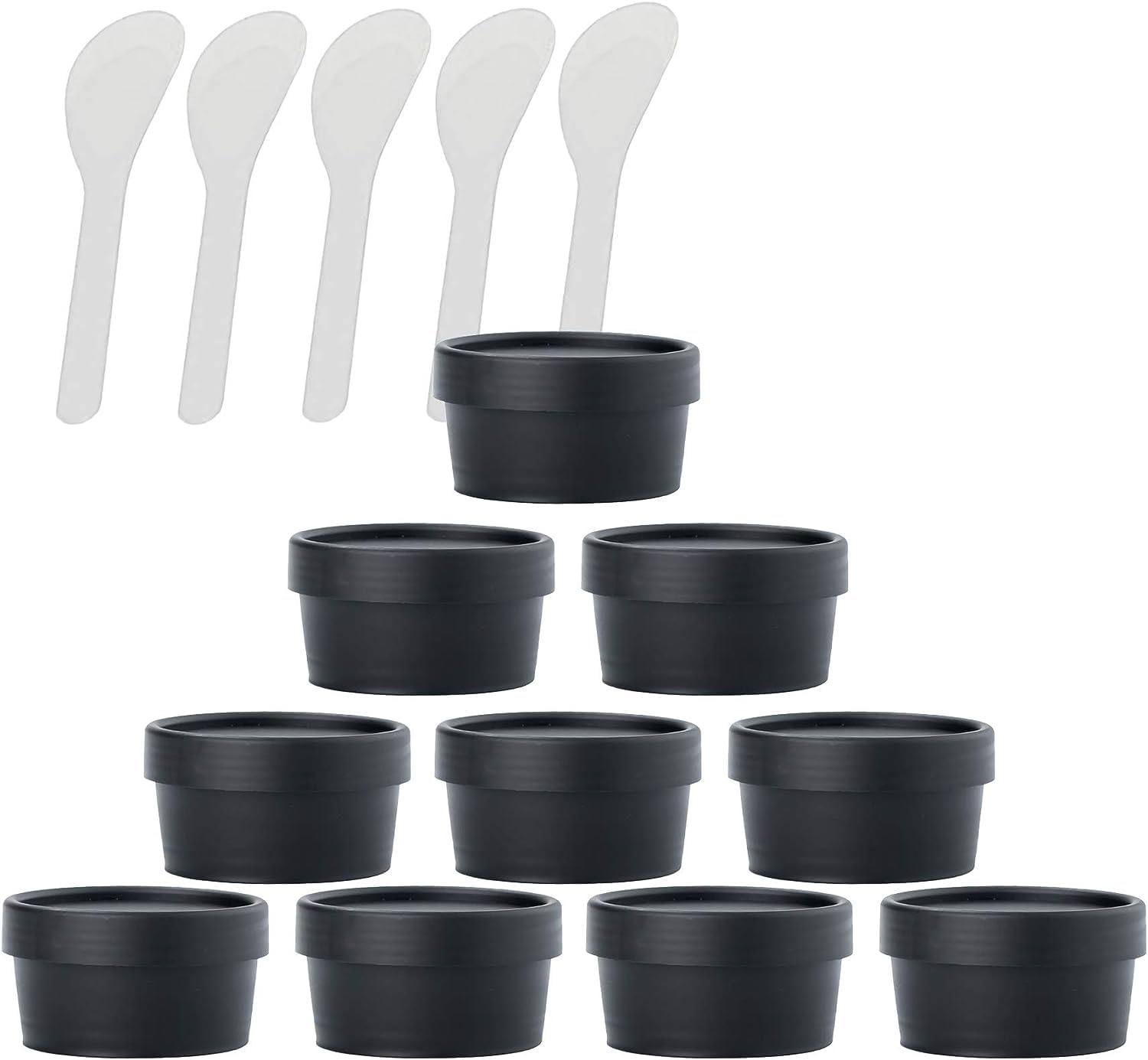 KRXSOBNV Cosmetic Jars, 12 PC Empty Leakproof Cosmetic Pot Container with Lids with 6 Spatula(Black,1.7 Ounces)