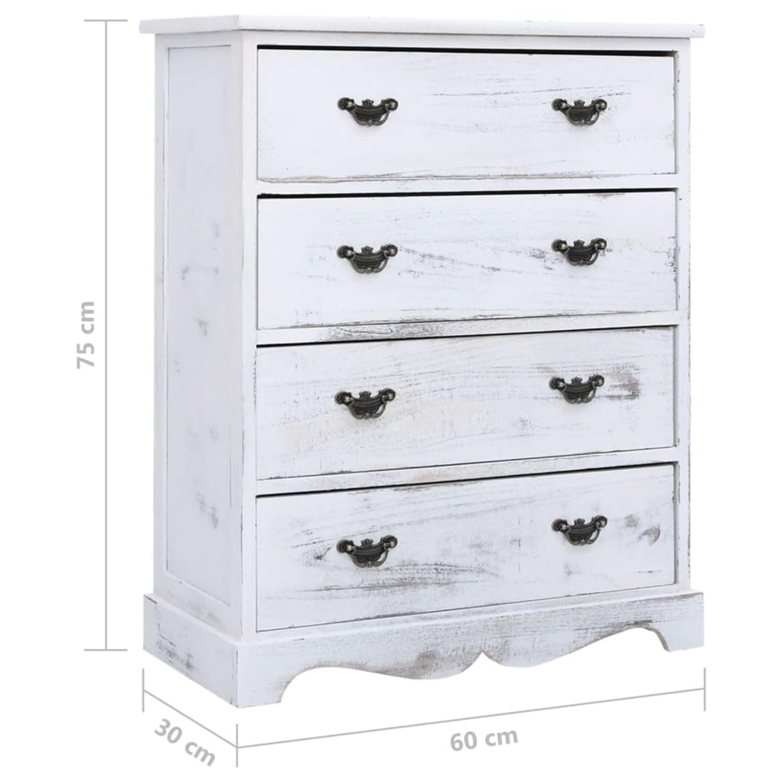 ShGaxin Komoda z białego drewna, 60 x 30 x 75 cm, wygodna sypialnia, meble do sypialni, komoda na szafę, szuflady do sypialni, komody i szuflady - 284180