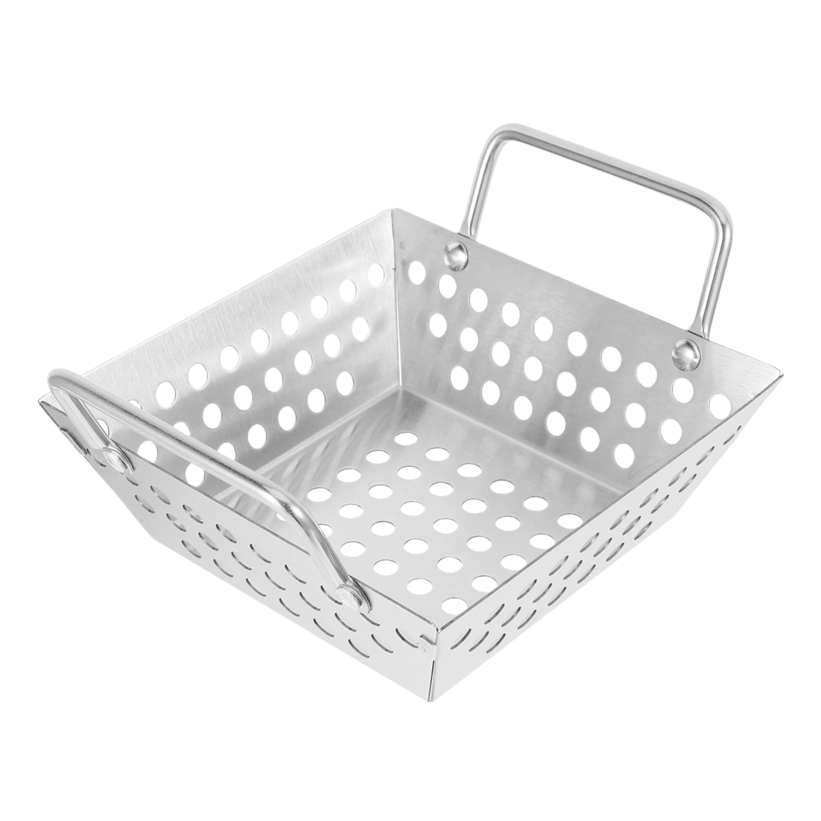 Garneck Barbecue Basket Holes Stainless Steel Vegetable Meat Grilling Basket Easy to Clean