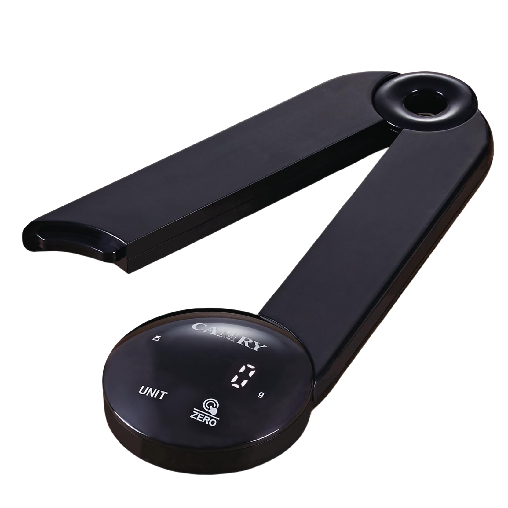CAMRY Digitale Elektronische Zusammenklappbare Küchenwaage für Reisen Camping Unterwegs, Faltbare Küchenwaage Waage mitnehmen, 5KG/11lb,lb:oz/g fl'oz/ml,LED-Ziffern(Schwarz)