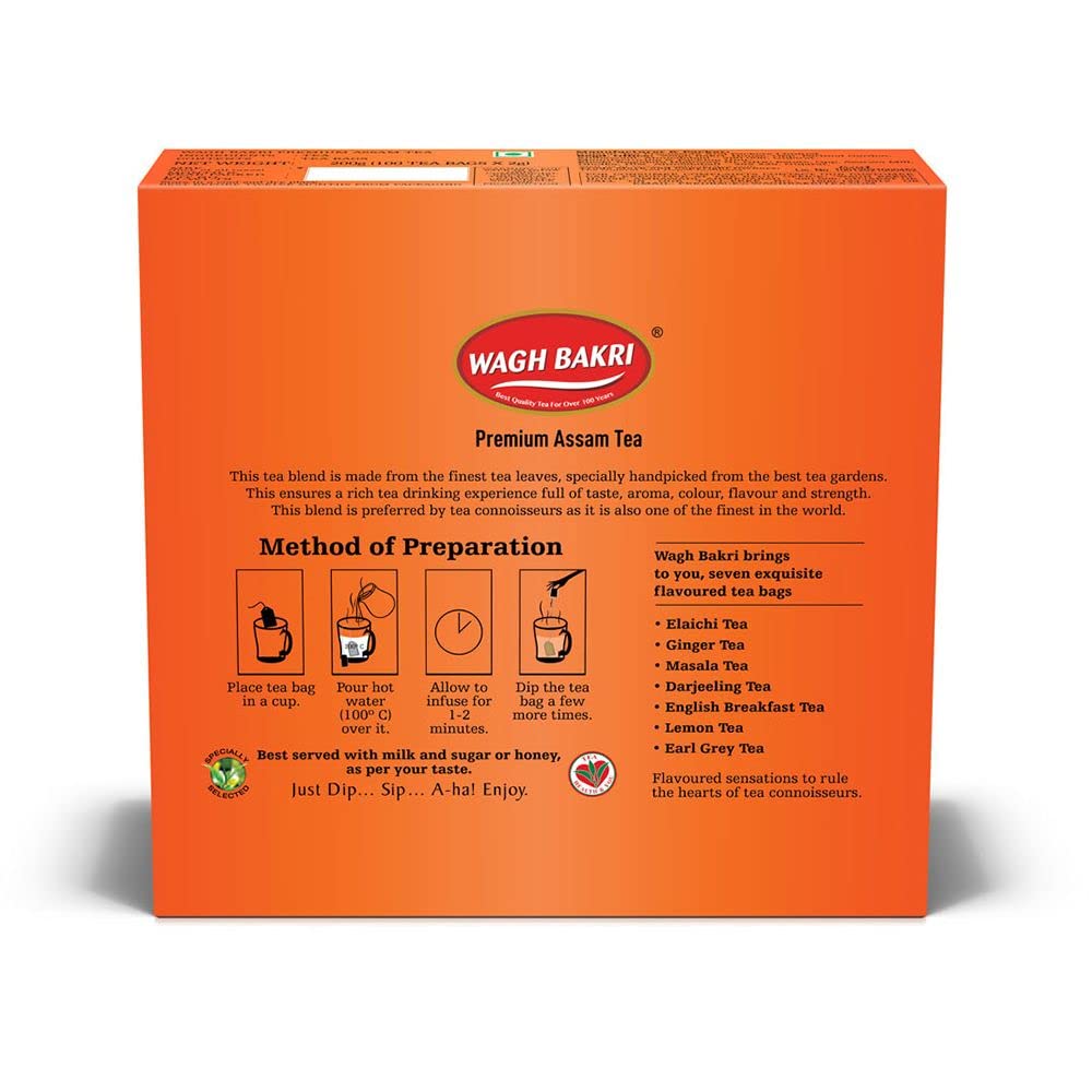 Wagh Bakri Assam Premium 4 pack of 100 Tea bag 2