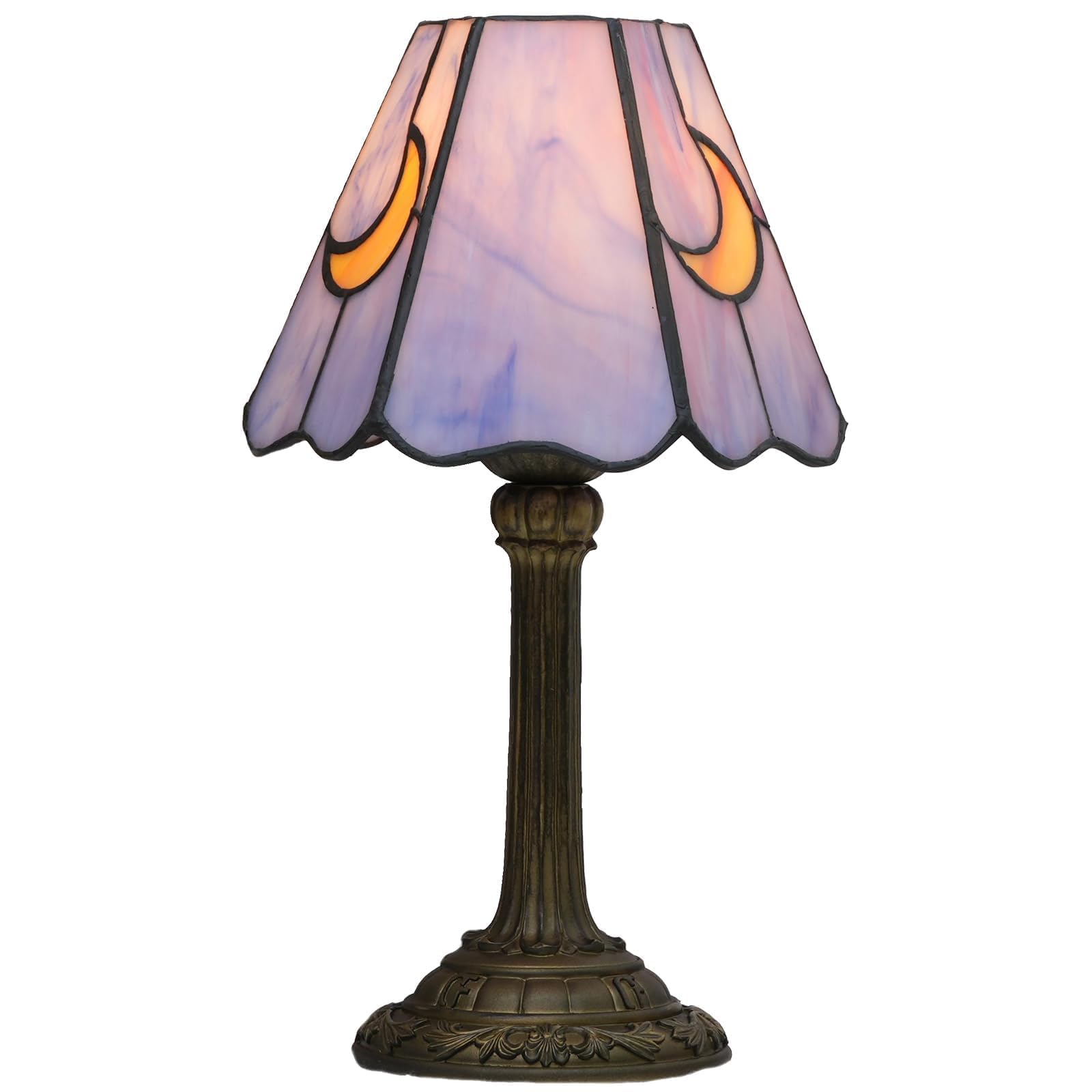 wecrejoni Tiffany Lamp Stained Glass lamp Small Bedside Table Lamps for Living Room Bedroom Dorm Kitchen Home Decor Festival Birthday Gift,Purple Moon — image 1