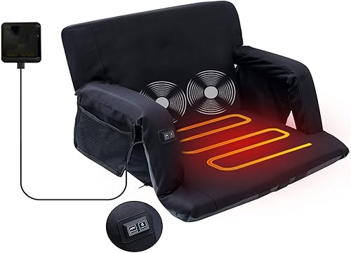 WGOS Asiento de estadio, asiento de estadio con calefacción con función de masaje, asiento reclinable equipado con una batería de 12 V 16000 mAh