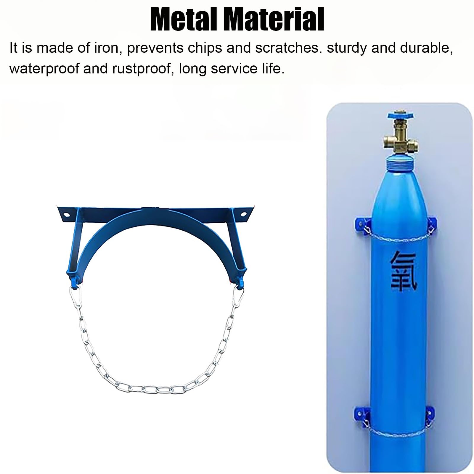 Soporte para bombonas de oxígeno, Soporte de Pared para Tanques de oxígeno - Estante de Almacenamiento para bombonas de Gas con Tornillos y Cadena de Seguridad, Organizador de Bote