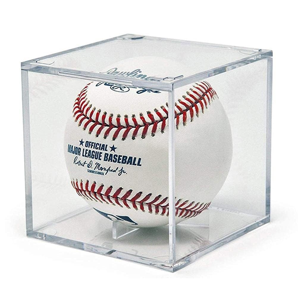 Etui na wystawę baseballową, akrylowy uchwyt na piłkę tenisową, kwadratowy, przezroczysty pokrowiec, pojemnik do przechowywania, ochrona przed promieniowaniem UV, pyłoszczelny (biały)