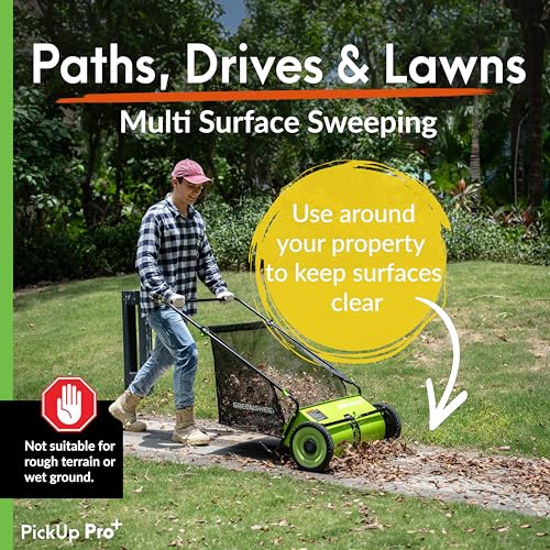 Image of Pickup Pro XL Garden Sweeper - Manual Leaf & Grass Push Lawn Sweeper (Pickup Pro Max)