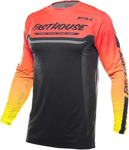 FASTHOUSE Helix Circuit Long Sleeve Jersey (Hyper Coral/Black, Small)