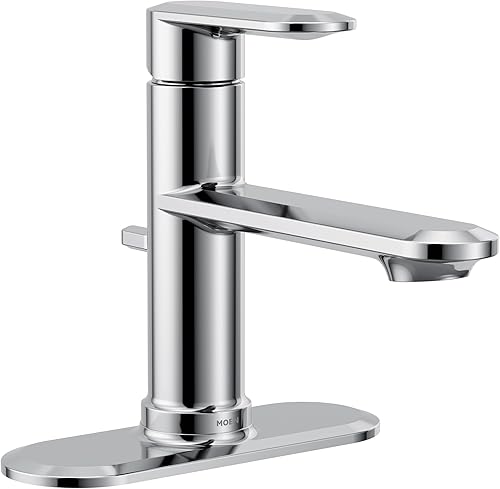 Miniatura 3 de Moen Greenfield 6504 - Grifo de lavabo de baño cromado con un solo agujero, cromado