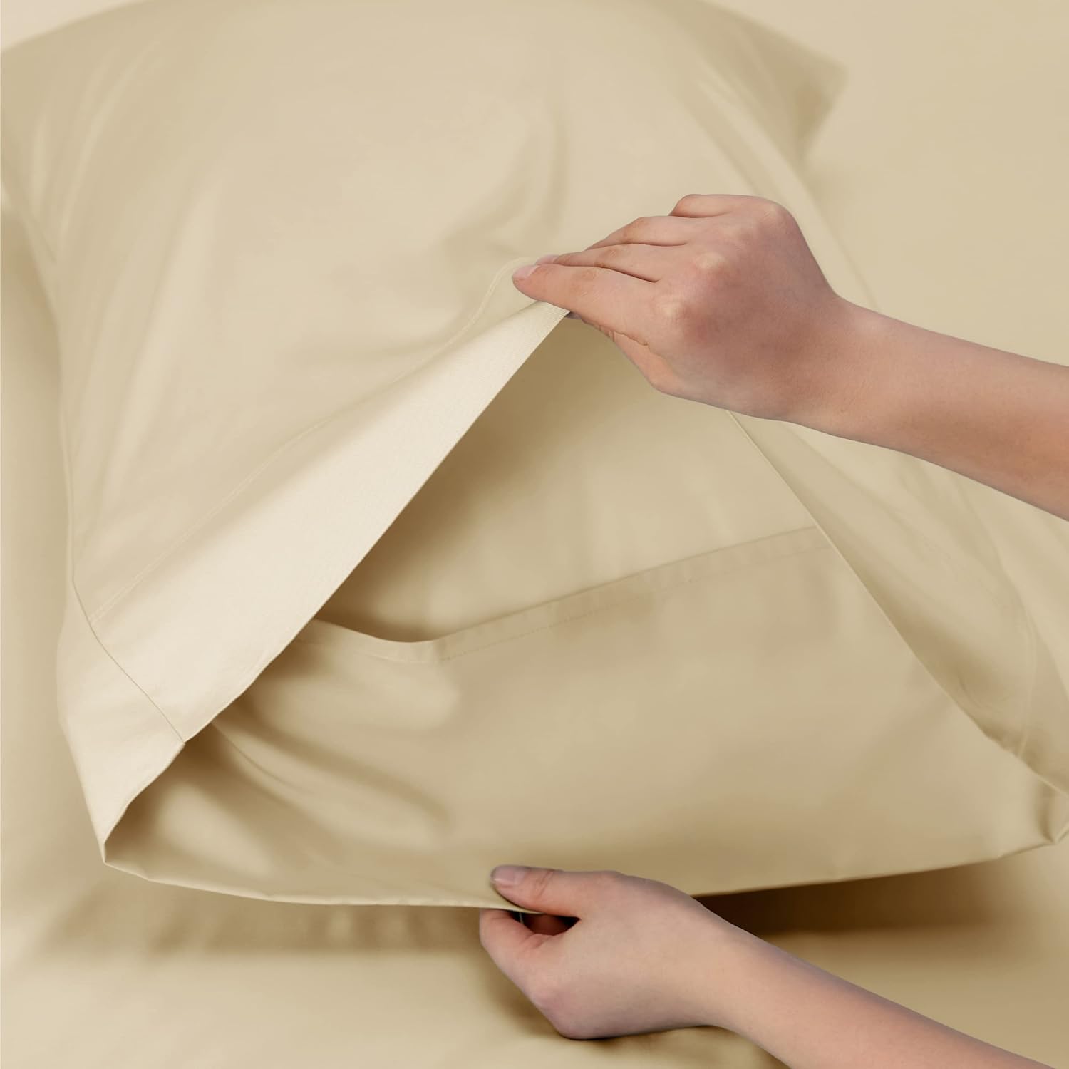 Bedsure Cooling Sheets Twin, Rayon Derived from Bamboo, PureWoven, Breathable & Soft Twin Sheets Set, Deep Pocket Up to 16 Inches, Hotel Luxury Silky Bedding for Hot Sleepers, Alabaster Gleam thumbnail